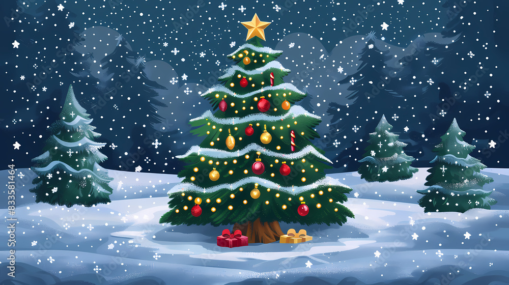 Snow landscape vector illustration. Best use for holiday or winter theme design Snow landscape vector illustration. Best use for holiday or winter theme design