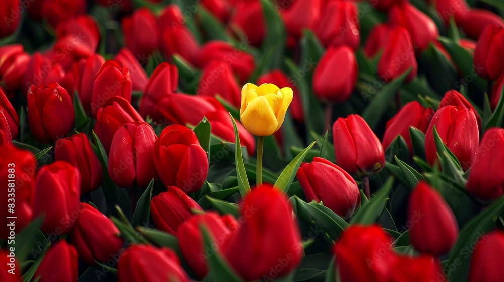 a garden full of tulips