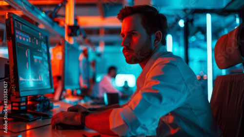 Man Sitting in Front of Computer Monitor