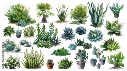[Transparent Background PNG]Collection of Green Succulent Plants #833583826