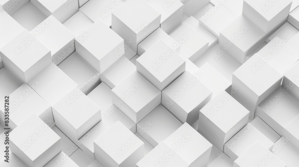 White abstract background with cubes. 3d render illustration White abstract background with cubes. 3d render illustration