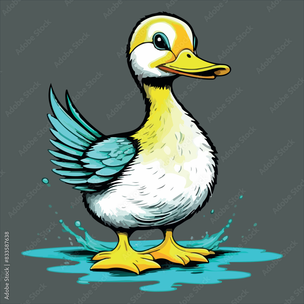 Obraz premium Happy Duck In The Water Colorful illustrator Art Vector For Design,T Shirt Design,