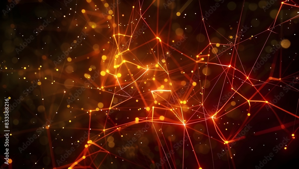 abstract background of glowing red lines and yellow dots forming an intricate network on black, in the style of a techinspired background, cinematic
abstract background of glowing red lines and yellow dots forming an intricate network on black, in the style of a techinspired background, cinematic