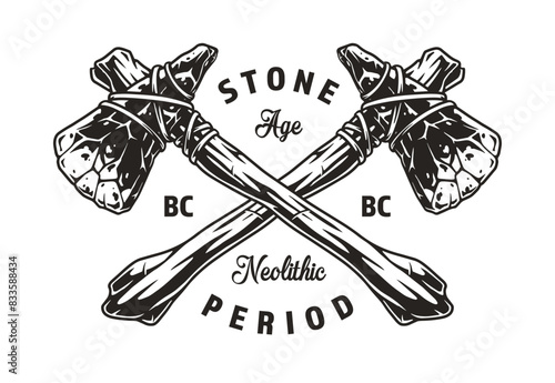 Stone axes vintage sticker monochrome