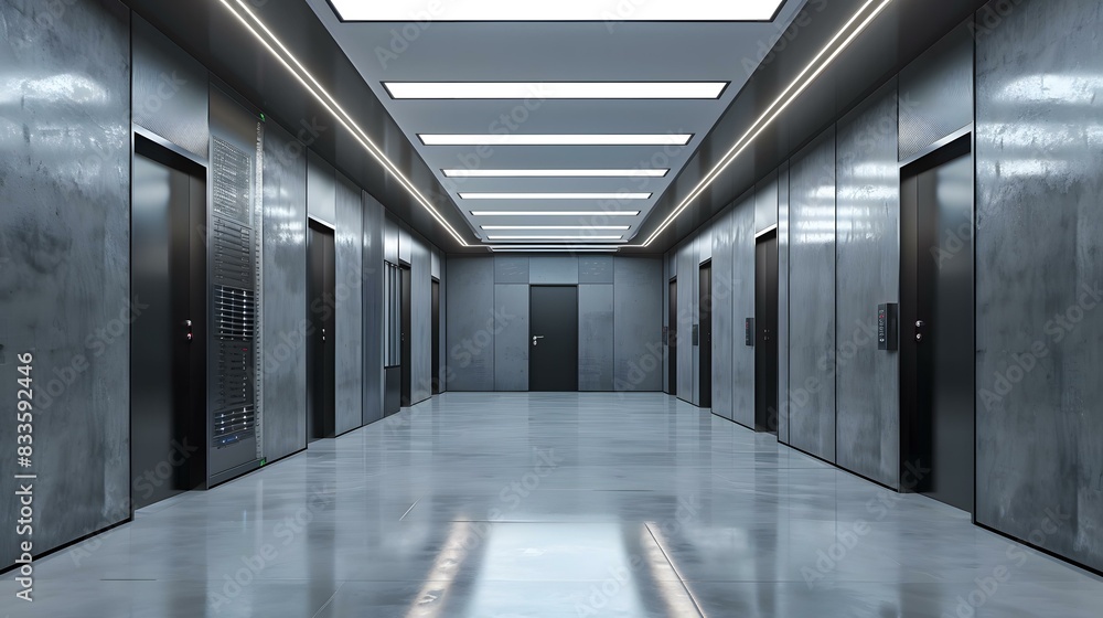 Modern office building interior with empty hallway Modern office building interior with empty hallway