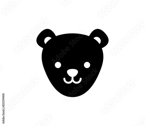 Bear icon. Simple black teddy bear head illustration.