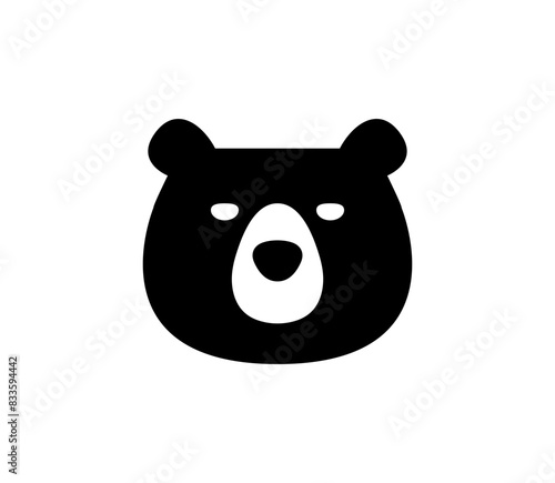 Bear icon. Simple black bear head illustration.