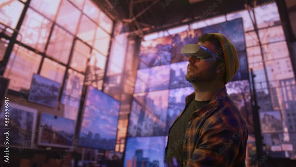 Experiencing virtual reality in an urban setting with VR gear digital journey