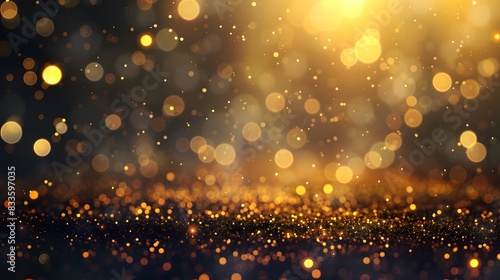 A luxurious background with gold glitter and bokeh lights
