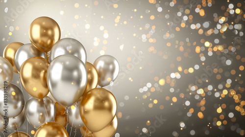 Gold and silver balloons background.