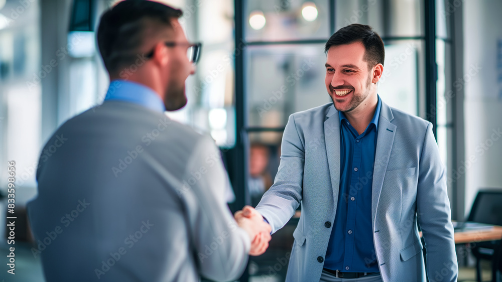 Professional handshake in a bright office. Professional handshake in a bright office.