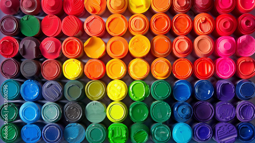Box of crayons in a rainbow of colors background.