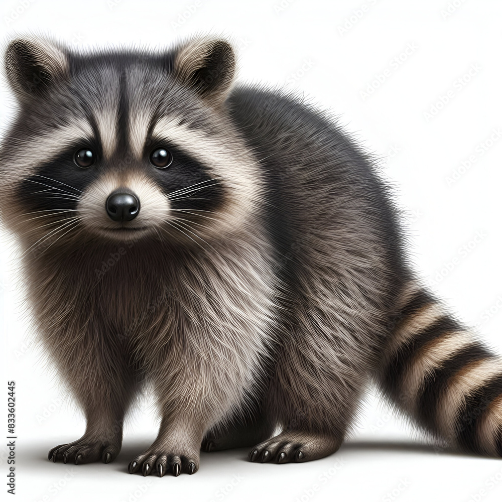 Obraz premium realistic raccoon isolated on white background