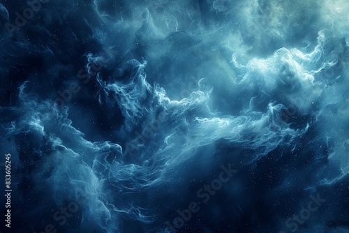 Mysterious blue energy resembling smoke patterns, perfect for depicting an ethereal or cosmic theme