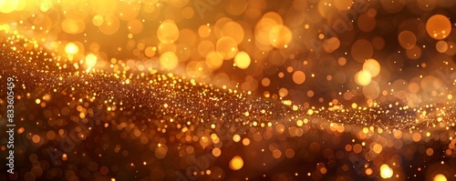 Elegant Abstract golden bokeh background with warm, glowing lights.