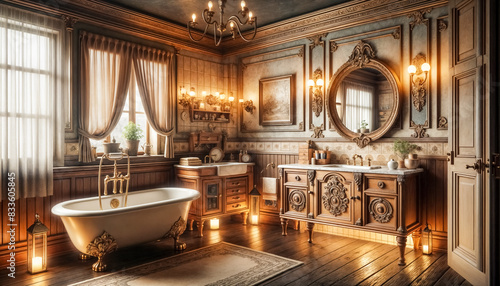 Un bagno in stile vintage con vasca a piedi d artiglio e dettagli intricati