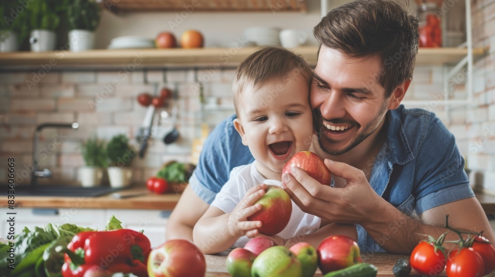 Fototapeta premium The Father and Child Cooking