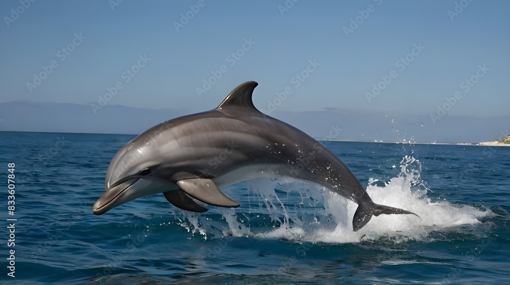 Obraz premium Bottlenose Dolphin, tursiops truncatus, Adult Leaping.generative.ai 