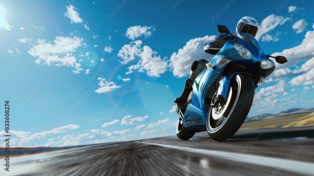Obraz premium The speeding motorcycle on highway