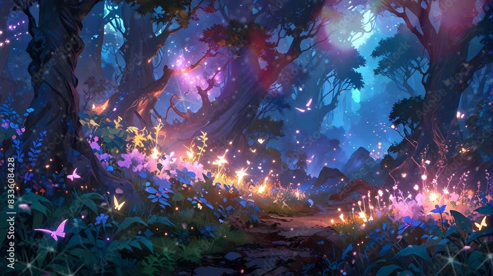 Luminescent Enchantment: Within the depths of the fantasy forest, a radiant beam of light soars skyward. Luminescent Enchantment: Within the depths of the fantasy forest, a radiant beam of light soars skyward.