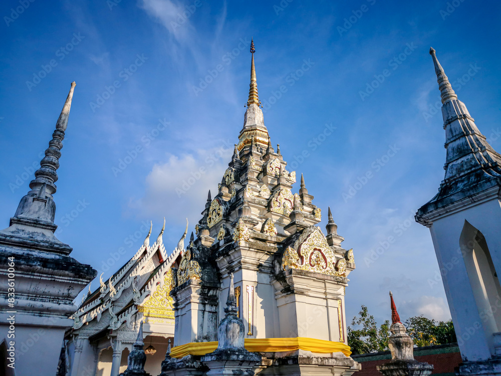 Fototapeta premium Landscape of Wat Phra Borommathat Chaiya Ratchaworawihan,is the famous temple in Suratthani city of Thailand