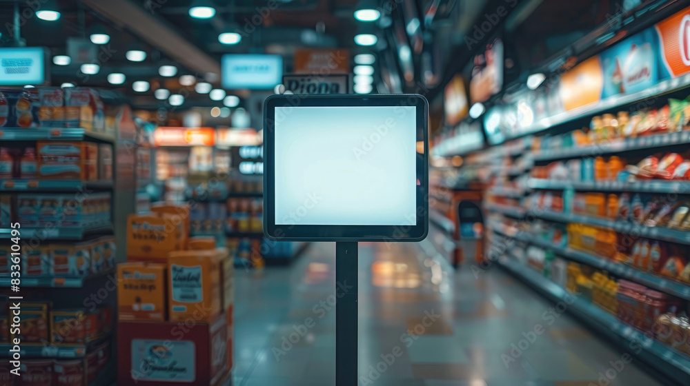 blank white board in supermarket blank white board in supermarket