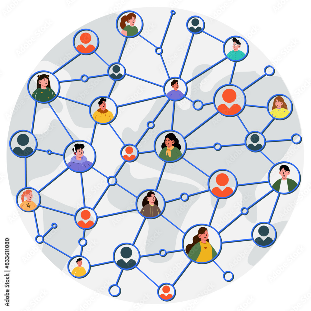 Male and female illustration and vector on the subject of comprehensiveness and integrity in online teaching and across the globe Male and female illustration and vector on the subject of comprehensiveness and integrity in online teaching and across the globe