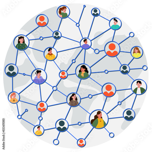 Male and female illustration and vector on the subject of comprehensiveness and integrity in online teaching and across the globe