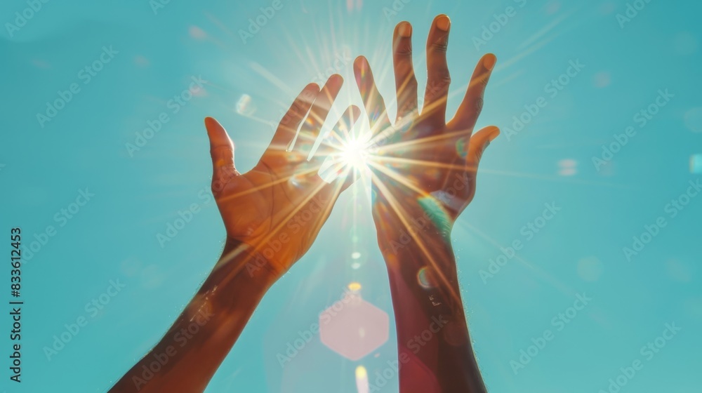 The hands reaching for sun The hands reaching for sun