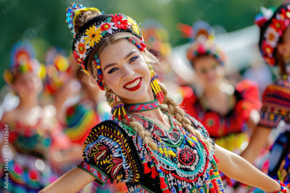 Performers in traditional attire during a cultural dance performance