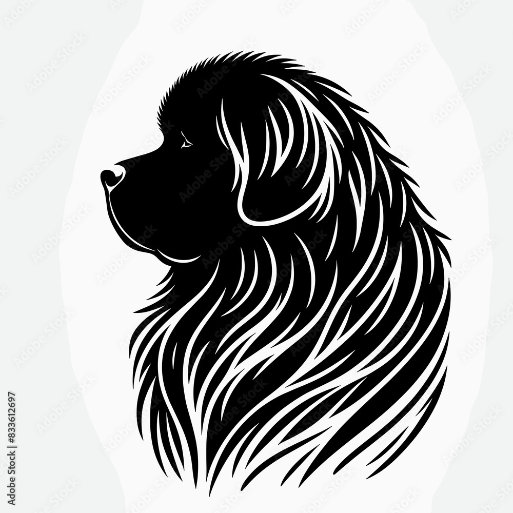 Black and White Silhouette of a Newfoundland Black and White Silhouette of a Newfoundland