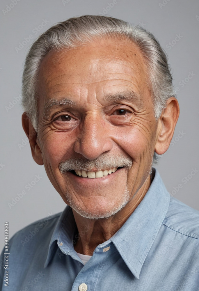 portrait view of a regular happy smiling South Americans old man , ultra realistic, candid, social media, avatar image, plain solid background portrait view of a regular happy smiling South Americans old man , ultra realistic, candid, social media, avatar image, plain solid background