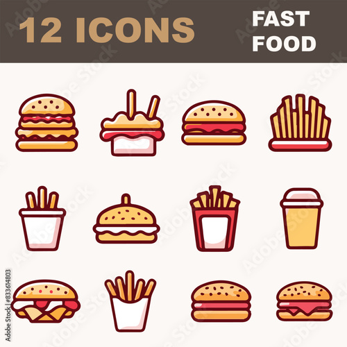 fast food icon set