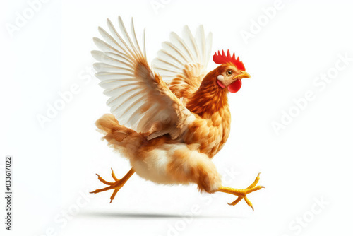 chicken running Isolated on white background