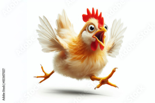 chicken running Isolated on white background