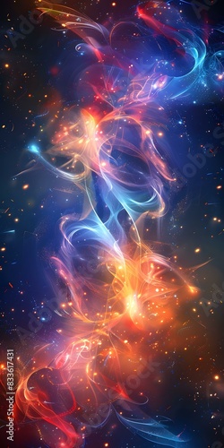 Cool red and blue flames dancing in space
