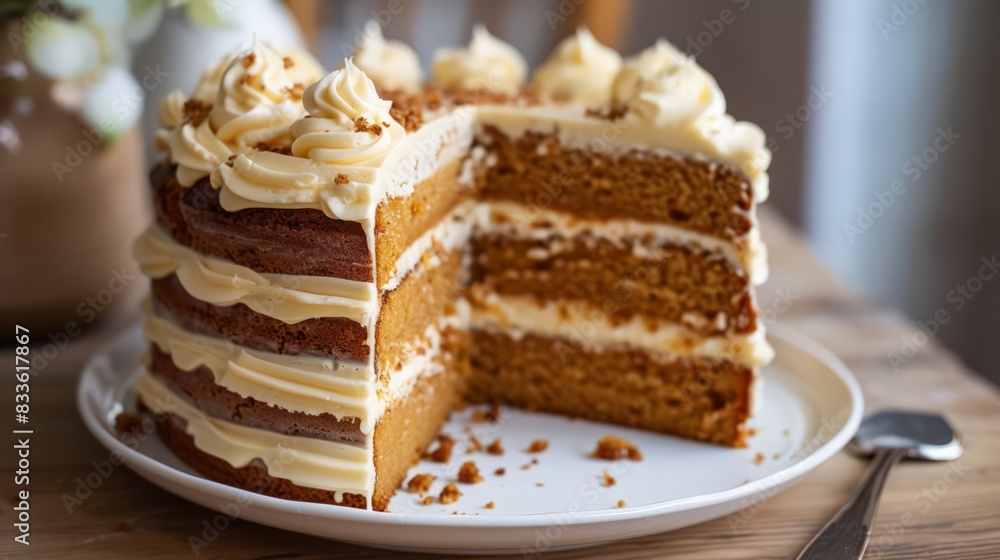 A beautifully decorated honey cake with layers of honey-infused sponge and creamy frosting, perfect for any celebration A beautifully decorated honey cake with layers of honey-infused sponge and creamy frosting, perfect for any celebration