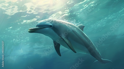 Graceful Dolphin Gliding Through the Vibrant Underwater Ocean