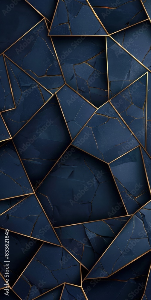 Dark blue background with simple geometric shapes and golden edges Dark blue background with simple geometric shapes and golden edges