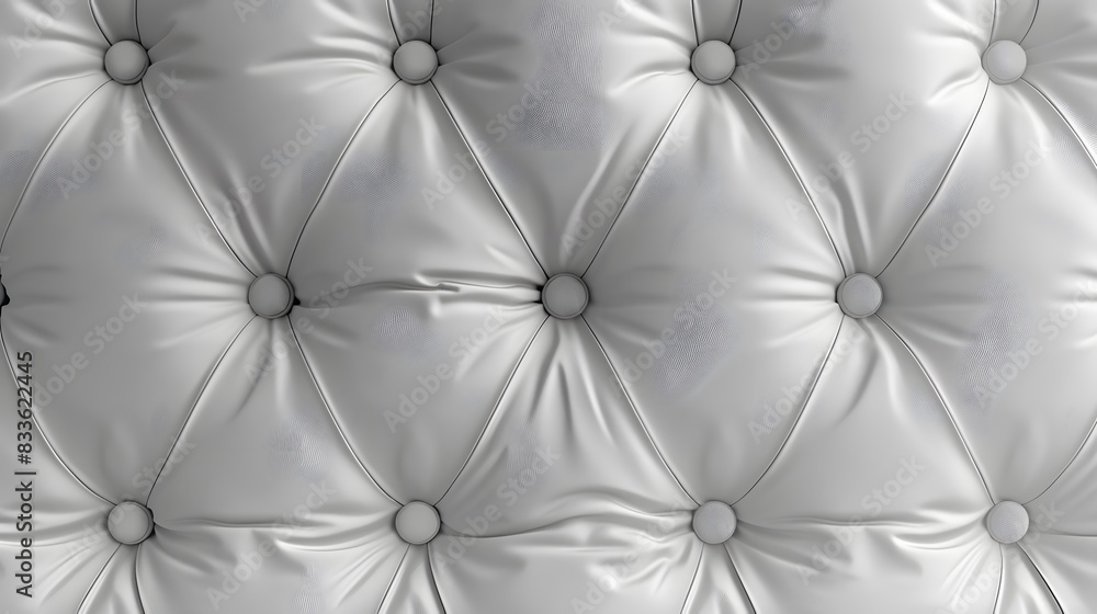 Fototapeta premium 3d render, White leather buttoned chesterfield pattern background. Abstract white leather sofa texture.