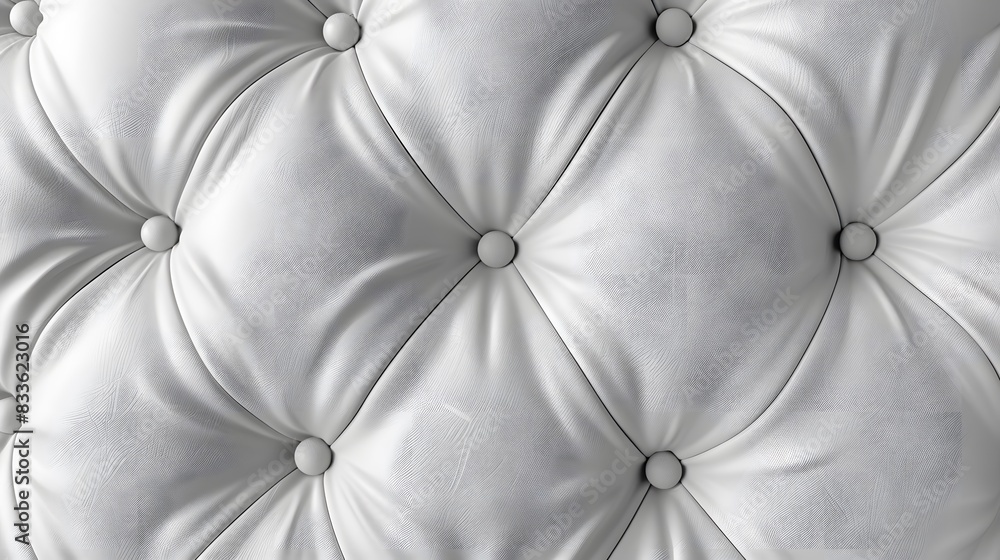 Naklejka premium 3d render, White leather buttoned chesterfield pattern background. Abstract white leather sofa texture.
