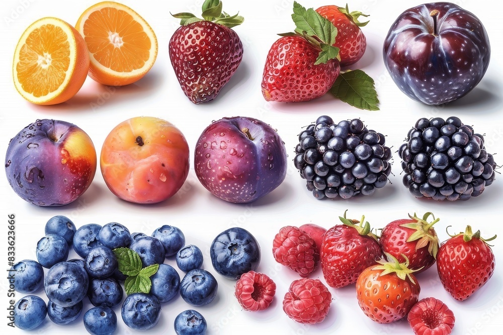 An illustration featuring an assortment of fruits, with a central section blurred out, set against a white backdrop An illustration featuring an assortment of fruits, with a central section blurred out, set against a white backdrop
