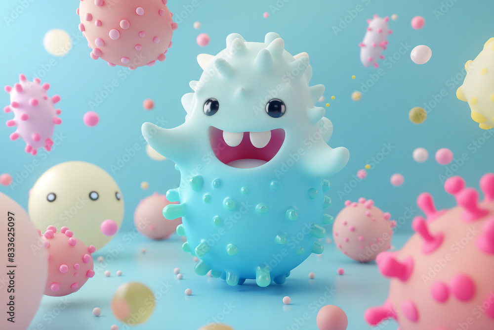 3d render cute emotional of bacteria or virus low polygon detailed 3d, cartoon 3d, plasticine style 3d, Isolated corbackground 3d render cute emotional of bacteria or virus low polygon detailed 3d, cartoon 3d, plasticine style 3d, Isolated corbackground