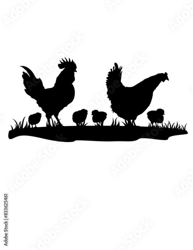Chicken Farm | Chicken and Chicks | Farm | Farm Life | Farm Animal | Livestock | Poultry | Farm Scene | Barn Owner | Original Illustration | Vector and Clipart | Cutfile and Stencil