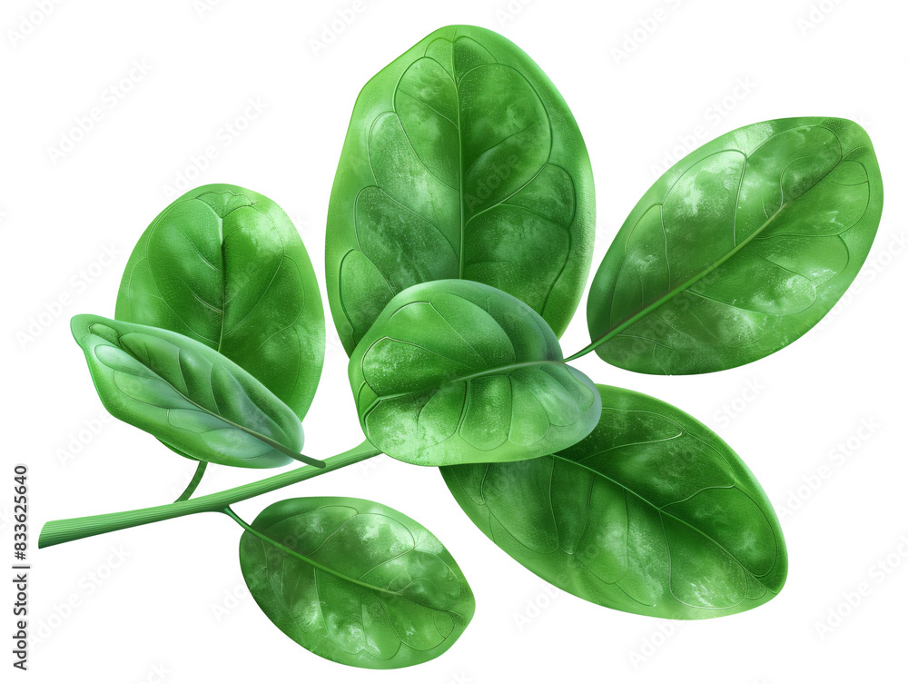 Fototapeta premium Jade plant leaf die cut PNG style isolated on white and transparent background