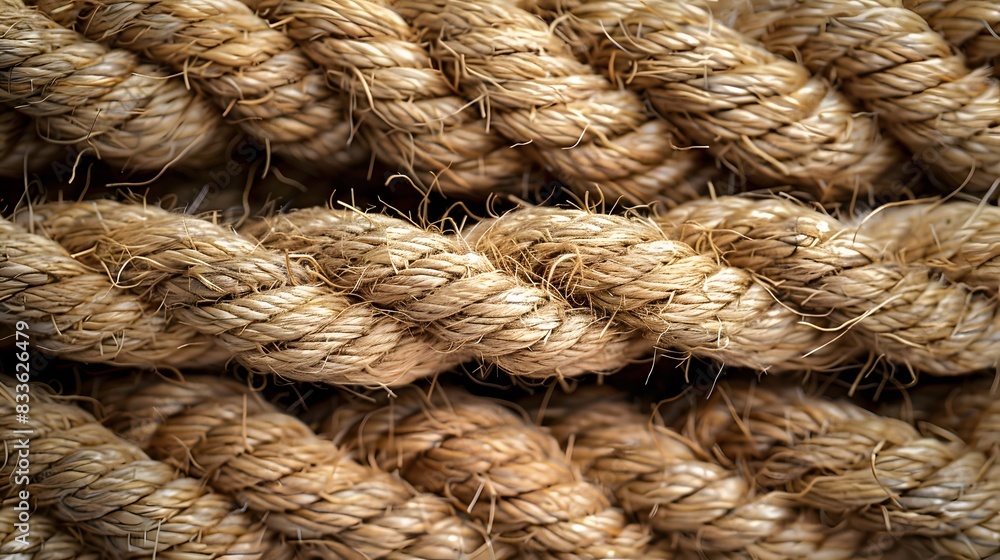 A detailed texture of jute rope, showcasing the natural beauty and strength associated with its use in various applications. This closeup view captures every detail of the textured fabric. A detailed texture of jute rope, showcasing the natural beauty and strength associated with its use in various applications. This closeup view captures every detail of the textured fabric.