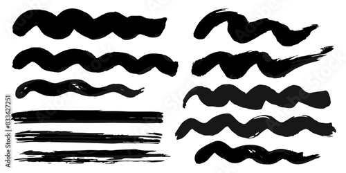 Vector set of grunge watercolor broad strokes