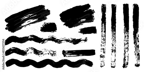 Vector set of grunge watercolor broad strokes
