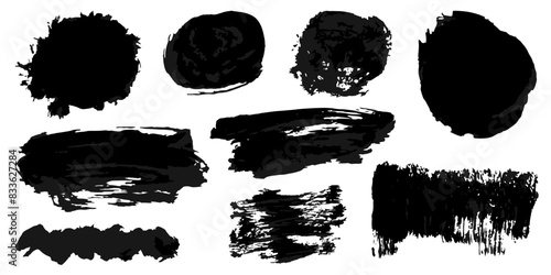 Vector set of grunge watercolor broad strokes