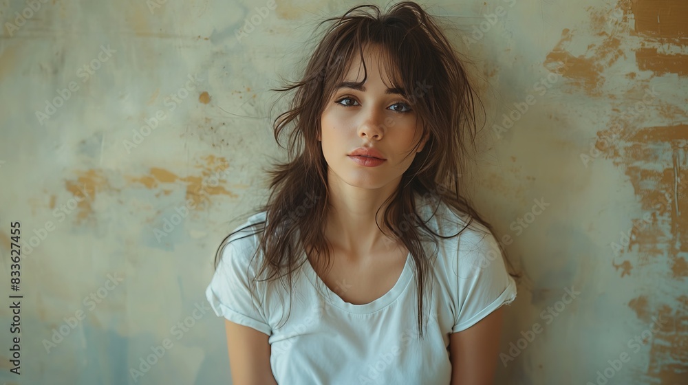 Young Woman in Casual White Shirt Young Woman in Casual White Shirt